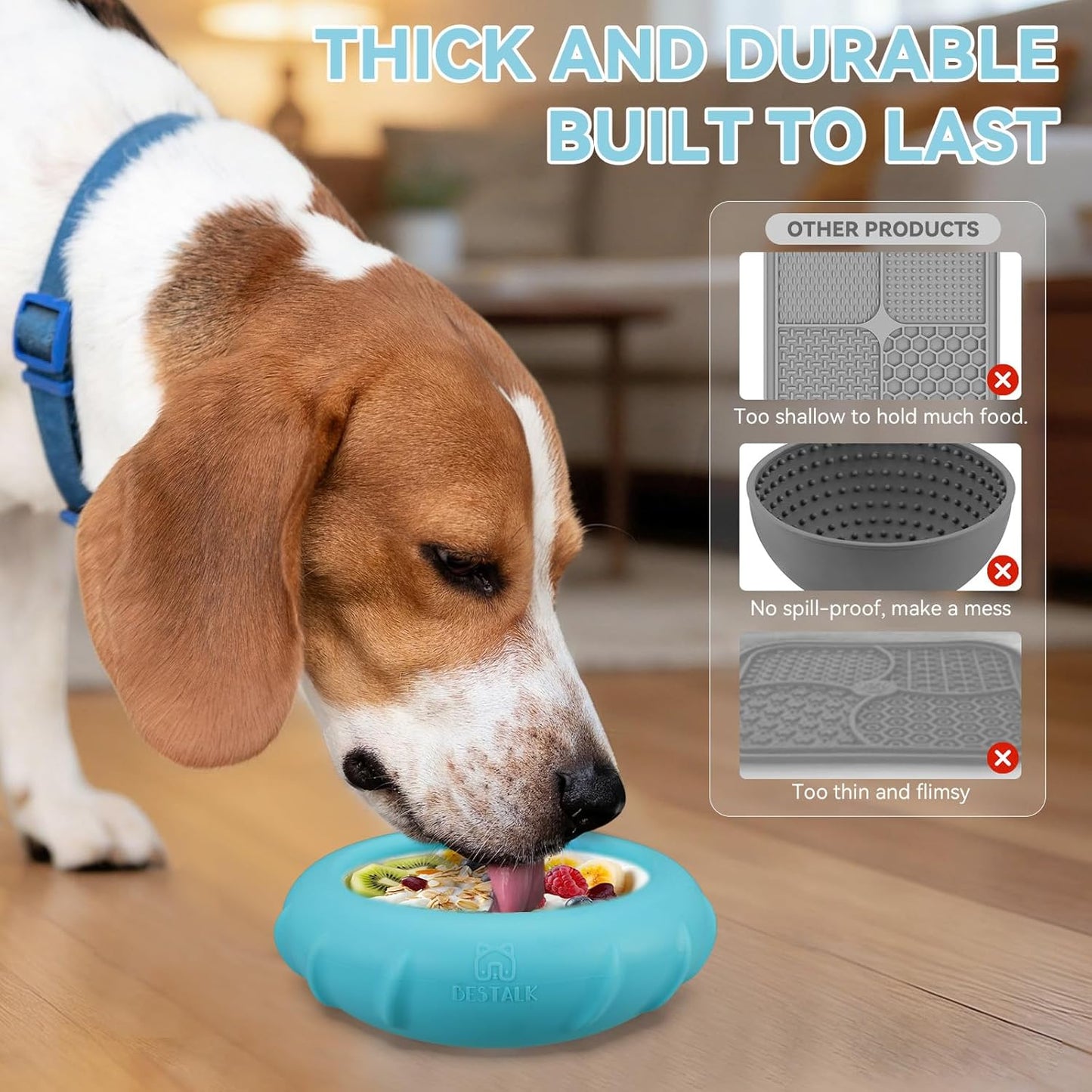 Dog Lick Bowl, Bestalk Wobbly Freeze Bowl Enrichment Feeder for Dogs, Anxiety Relief Lick Mat Puzzle Toy for Distraction, BPA Free Silicone, Dishwasher Safe(Rose,S)
