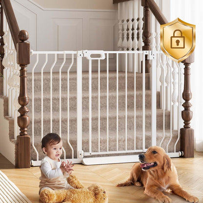 Mom's Choice-GROWNSY Baby Gate for Stairs, 30.5"-43" Pressure Mounted Pet Gate for Doorways-Auto Close Dog Gate for The House-Easy Installation & Walk Thru Wide Safety Gate, Black