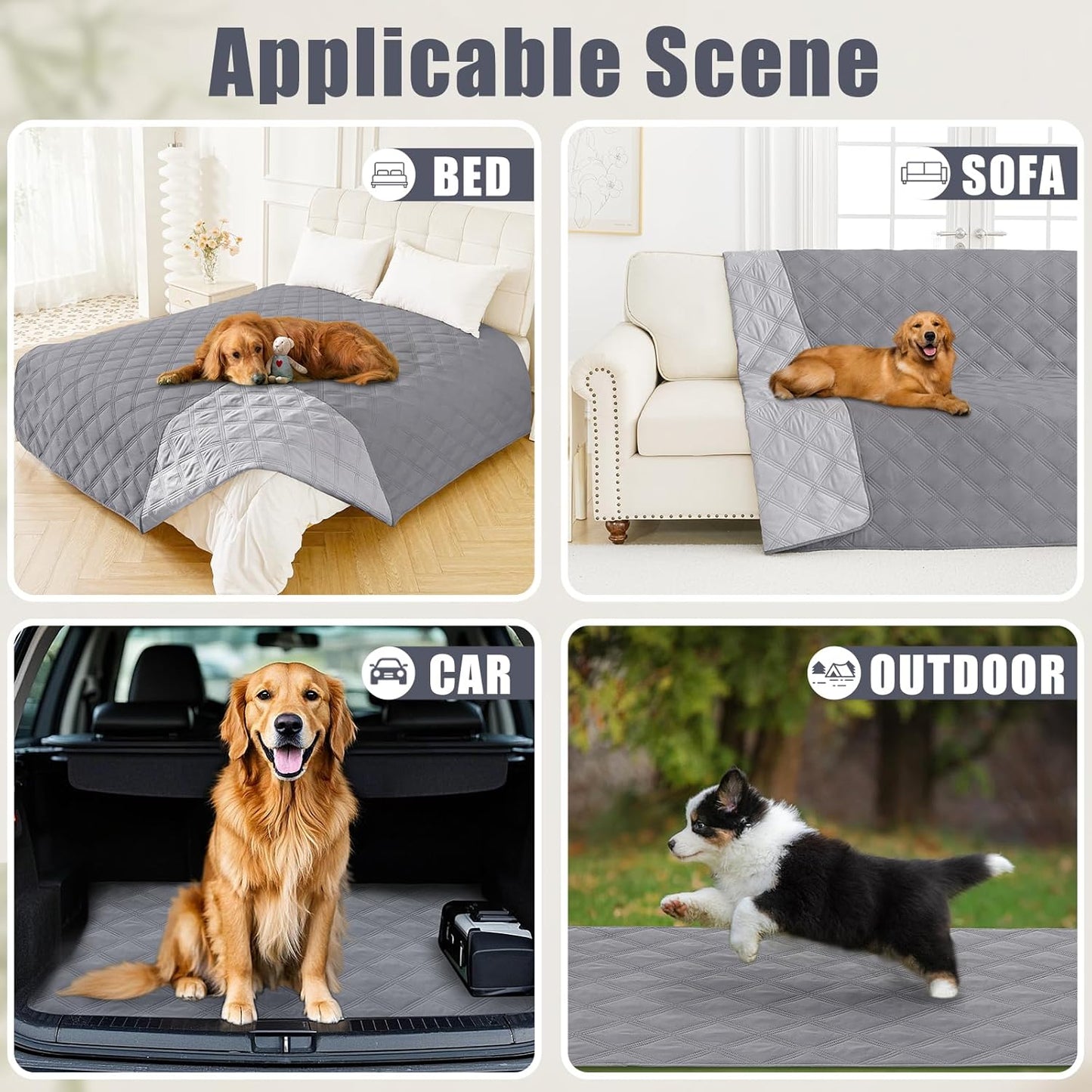 Smiry Waterproof Dog Bed Cover Blanket 30x70, Soft Reversible Pet Blanket, Washable Leakproof Cats Dogs Couch Cover for Sofa, Couch, Furniture, Grey/Dark Grey