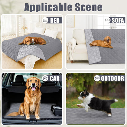 Smiry Waterproof Dog Bed Cover Blanket 30x70, Soft Reversible Pet Blanket, Washable Leakproof Cats Dogs Couch Cover for Sofa, Couch, Furniture, Grey/Dark Grey