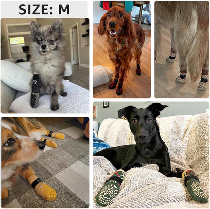 BEAUTYZOO Dog Socks to Prevent Licking Paws -Dog Shoes for Hot Pavement & Hardwood Floors Anti Slip, Traction Control Boots & Paw Protectors with Double Side Grips for Small Medium Large Senior Dogs
