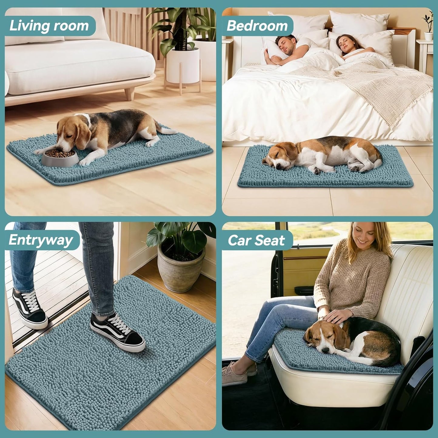 Bcoimo Super Absorbent Dog Door Mat, 30"*20" Anti Slip Mat for Muddy Paws, Pet Rugs for Dirty Paws Washable that Absorbs Moisture and Dirt, for Dog Cage and Pet Resting Carpet