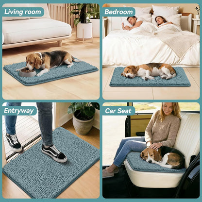 Bcoimo Super Absorbent Dog Door Mat, 30"*20" Anti Slip Mat for Muddy Paws, Pet Rugs for Dirty Paws Washable that Absorbs Moisture and Dirt, for Dog Cage and Pet Resting Carpet