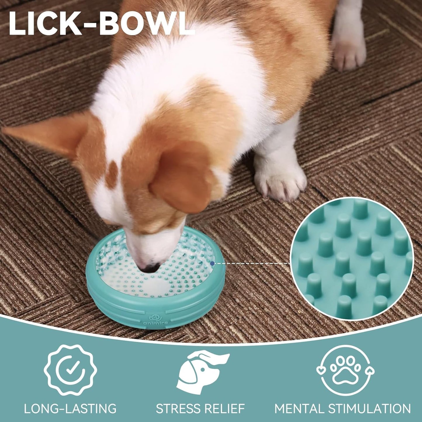 Dog Lick Bowl, Animire Freeze Lick Mat for Dogs, Non-Slip Slow Feeder Licking Bowl Enrichment Treat for Distraction Anxiety Relief, Food Grade Silicone, Dishwasher Safe(Pastel Purple,S)