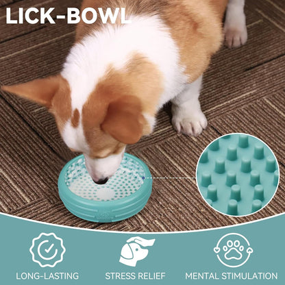 Dog Lick Bowl, Animire Freeze Lick Mat for Dogs, Non-Slip Slow Feeder Licking Bowl Enrichment Treat for Distraction Anxiety Relief, Food Grade Silicone, Dishwasher Safe(Pastel Purple,S)