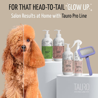 Tauro Pro Line Slicker Brush for Dogs & Cats, Deshedding, Dematting & Detangling Grooming Tool for Medium to Long Coats, Ideal for Doodles & Poodles, Flexible Cushion, Purple, Medium Size (M)