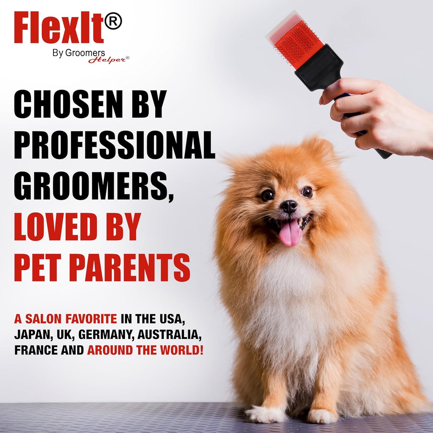 FlexIt Home - Flexible Slicker Brush for Dogs - Dog Grooming Brush for Poodles, Golden Doodles, Huskies, Retrievers, and Labradoodles - Professional 3-in-1 System & Video Trainings (Single, Soft Flex)