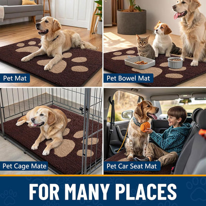 Smiry Dog Door Mat for Muddy Paws, Absorbs Moisture and Dirt, Low-Profile Entryway Mat with Non-Slip Backing, Entry Indoor Outdoor Doormat for Inside Floor (30x20 Inches, Grey, Striped)