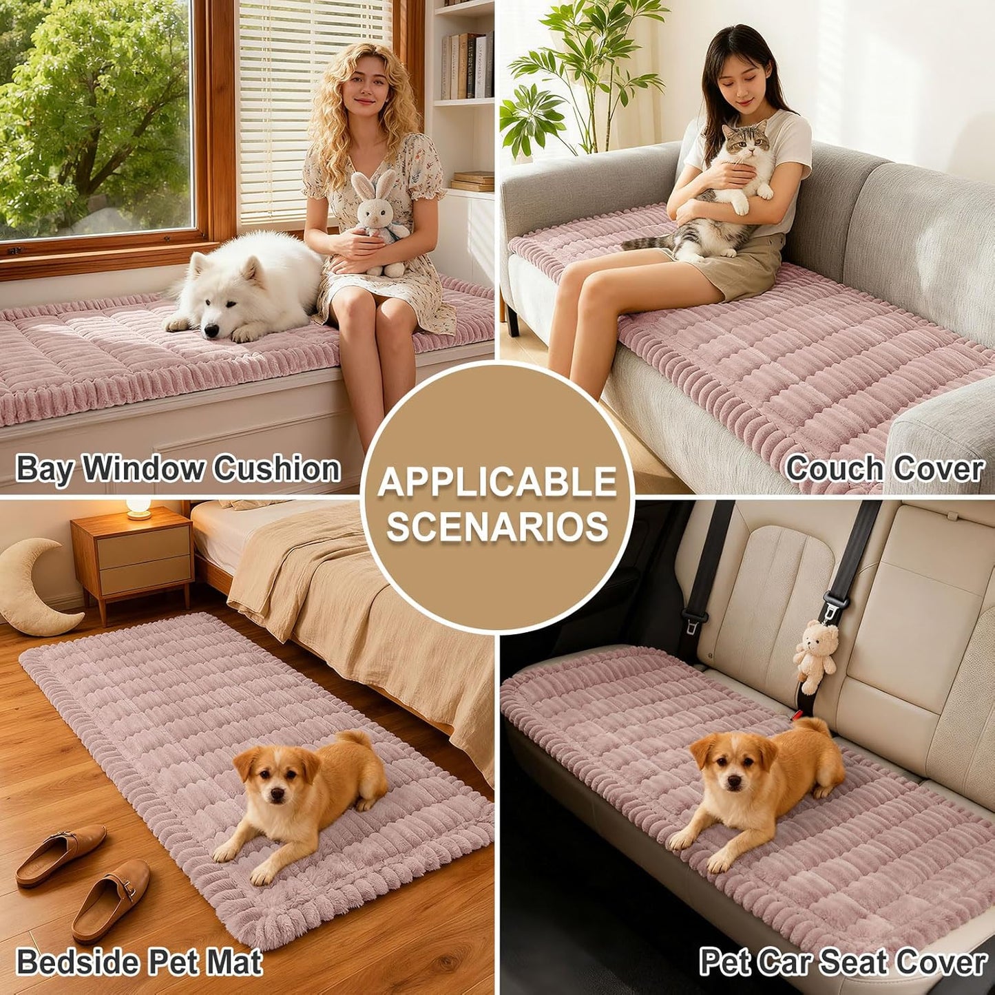 hyha Couch Covers for Dogs Washable, Non Slip Plush Dog Sofa Protectors, Fuzzy Pet Couch Covers for 3 Cushion Sofa Pet Friendly (Camel, 27.6" x 59") - Colors B
