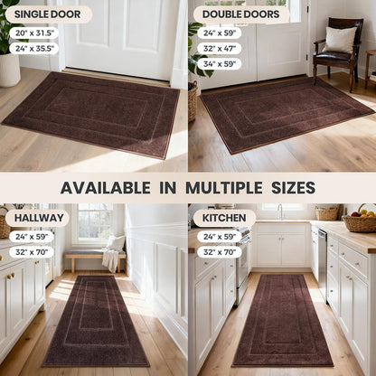 PURRUGS Dirt Trapping Door Mat 32" x 47", Non-Slip/Skid Machine Washable Entryway Rug, Dog Doormat, Super Absorbent Welcome Mat for Muddy Wet Shoes and Paws, Grayish Brown