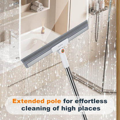 Rubber Squeegee Broom for Floor,62" Long Handle Window Squeegee, Silicone Pet Hair Remover,Magic Squeegee Broom for Indoor Cleaning,Cleans Glass, Hair, fine dust, Liquids, Suitable Smooth Floors, Rugs
