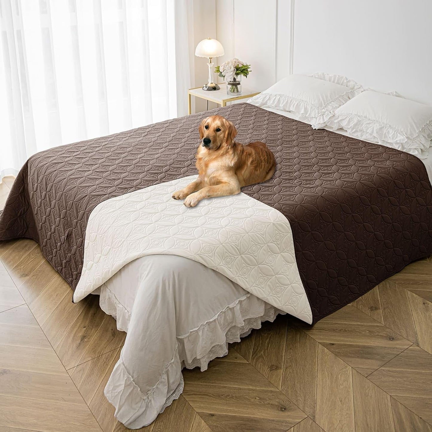 Waterproof Dog Blanket, 30x30 inches Small Pet Couch Covers for Sofa, Chair Bed Furniture Protector from Dogs Washable and Reversible-Lightgrey+Darkgrey