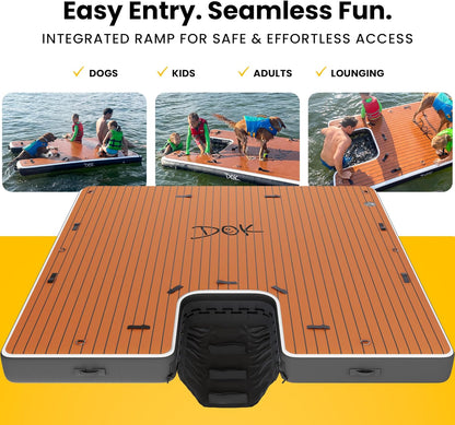 DOK Dog-DOK Inflatable Dock Platform: Safe & Easy Water Access for Dogs Up to 230 lbs; Floating Non-Slip EVA Foam with Dog Boat Ramp for Pool, Dock, & Lake | Military Grade & High Visibility