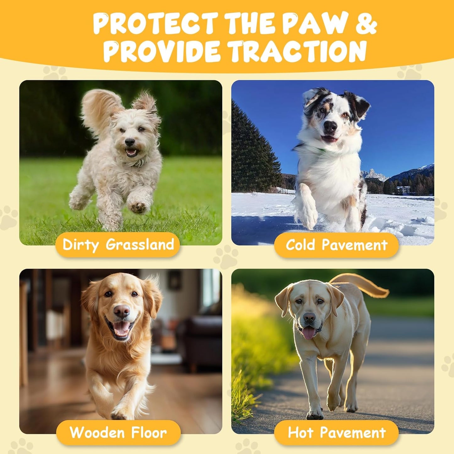 Dapaw Anti-Slip Dog Paw Pads, Paw Grip for Senior Dog on Hardwood & Tile Floors, Protector Pads for Hot Pavement, Paw Stickers for Dogs Feet with Strong Traction (5 Sets, 20 Pcs) L