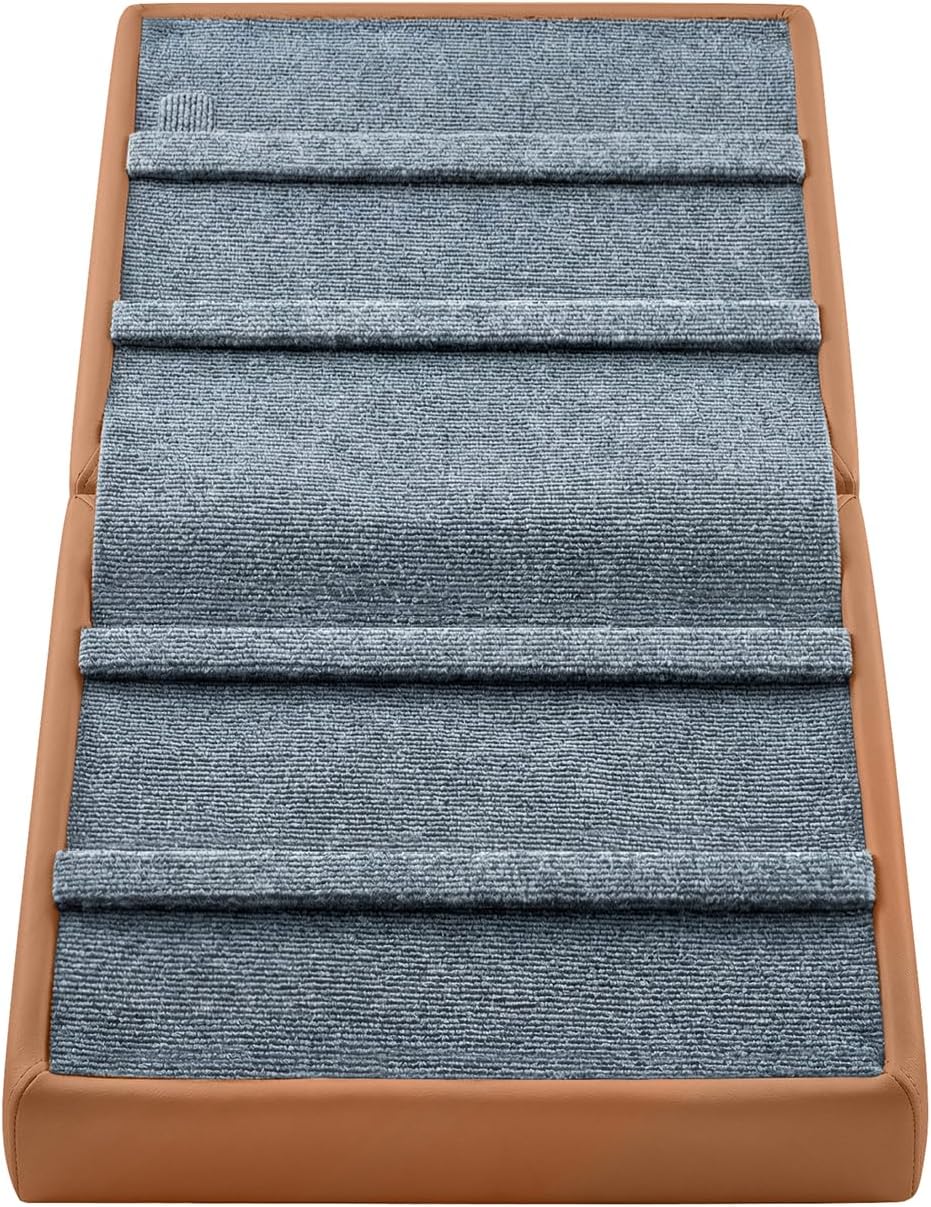 Dog Ramp for Small Dogs, 15.7" H 3-in-1 18.5" Extra Wide Foldable Ottoman & Hidden Storage Design Dog Stairs for Couch Sofa, Non-Slip Pet Steps for Puppy Senior Injured Dogs (White)