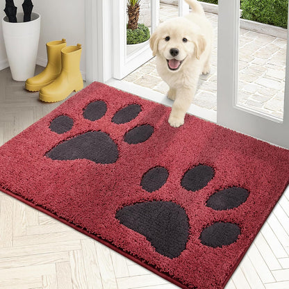 PURRUGS Dirt Trapping Door Mat 20" x 31.5", Non-Skid/Slip Machine Washable Microfiber Entryway Rug, Dog Doormat, Super Absorbent Welcome Mat for Muddy Wet Shoes and Paws, Grey
