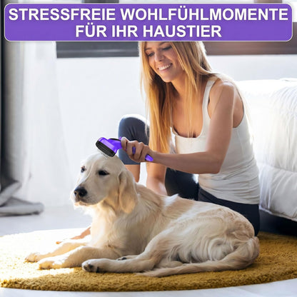 One-Button Self Cleaning Pet Brush for Dogs & Cats, Skin-Friendly Detangling & Shedding Tool for Long and Short Hair, Retractable Grooming Comb, Purple