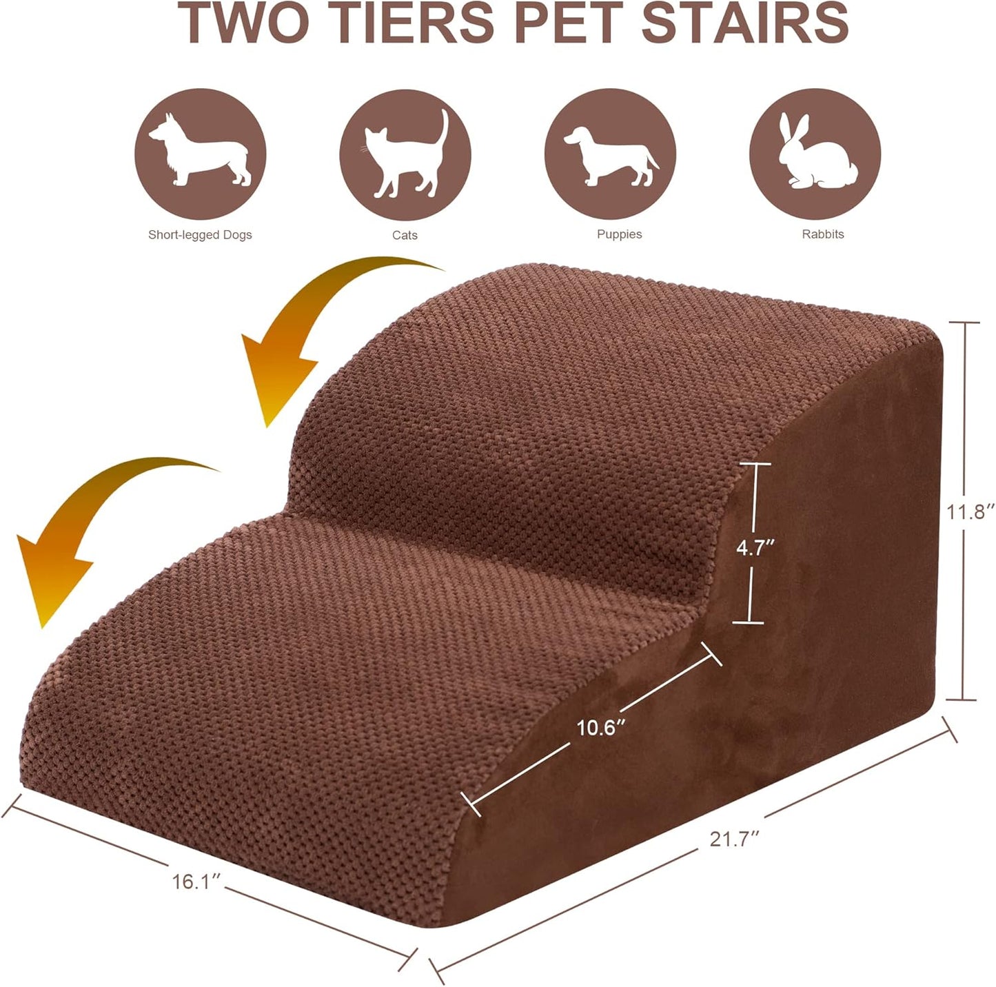 Dog Stairs for Small Dogs, 3 Tiers High Density Foam Dog Ramp, Extra Wide Non-Slip Pet Steps for High Beds Or Couch, Soft Foam Doggie Ladder for Dogs Injured, Older Pets, Small Cats