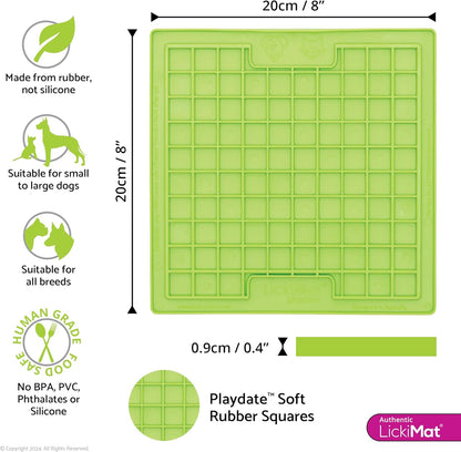 LickiMat Classic Playdate Slow Feeder for Dogs Lick Mat Boredom Anxiety Reducer Perfect for Food Treats Yogurt Liquid Food Peanut Butter Fun Alternative to a Slow Feed Dog Bowl, Green
