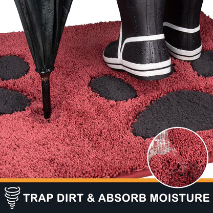 PURRUGS Dirt Trapping Door Mat 20" x 31.5", Non-Skid/Slip Machine Washable Microfiber Entryway Rug, Dog Doormat, Super Absorbent Welcome Mat for Muddy Wet Shoes and Paws, Grey