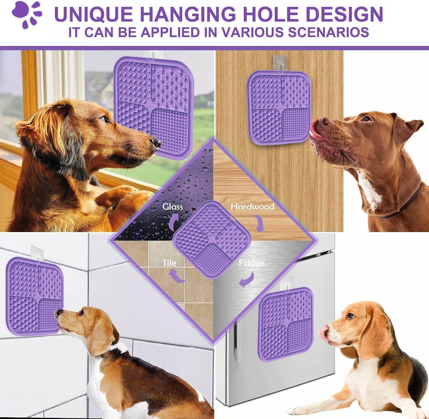 Azyh Licking Mat for Dogs & Cats 2 Pack, Slow Feeder Lick Pat for Large Dogs and Puppies, Anxiety Relief Dog Toys Feeding Mat for Butter Yogurt Peanut, Pets Bathing Grooming Training Mat (9.9'' × 6'')