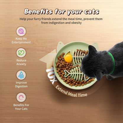 Slow Feeder Dog Bowl for Small Medium Dogs & Cats, 7.5 Inch Non Slip Slow Bowl with 37 Suction Cups, Anti-Choking Food Grade Silicone Slow Eating Bowl