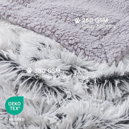 Luciphia Large Waterproof Dog Blanket for Pet Washable Liquid Proof Bed Intimacy Protection Shaggy Plush Calming Long Faux Fur Couch Cover Calming Cat Throw Blankets, Mist Grey, 50" x 60"