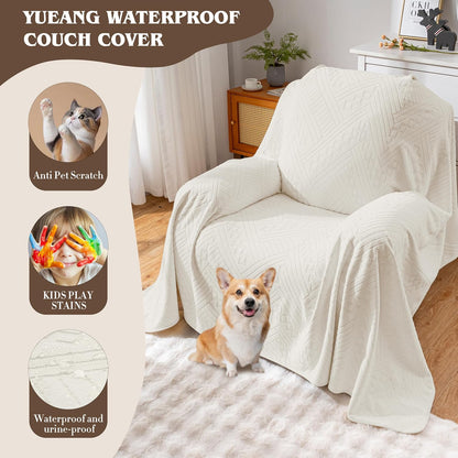 Waterproof Couch Cover, Reversible, Pet-Friendly, Washable and Anti-Slip Couch Covers for Sofa Protection with 3 Cushions, Sofa Slipcovers for Dogs and Cats (71×118in/Brown)