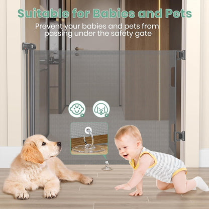 HAMOPY Retractable Baby Gate, 33" Tall, Extends up to 55" Wide, Durable Auto-Lock Baby Gates for Stairs, Mesh Dog Gate and Child Safety Gates for Doorways, Hallways, Indoor, Outdoor(Black)