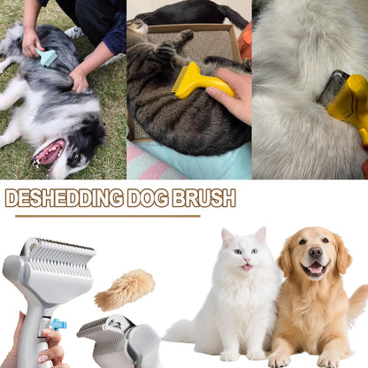 Deshedding Dogs Brush with Release Button, Undercoat Rake for Cats, Professional Shedding Comb & Dematting Tool, Grooming Comb for Long Hair, Thicker Coats Pets