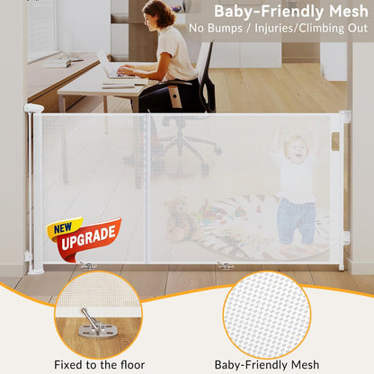 Uamector 138-Inch Extra Wide Retractable Baby Gate & Dog Gate, Reinforced Mesh Safety Gate Adjustable for Large Openings - Stairs, Doorways, Hallways - Indoor/Outdoor Use