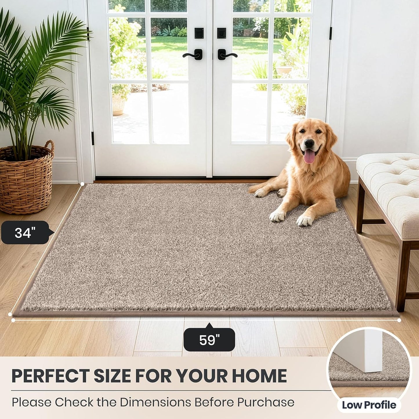 PURRUGS Dirt Trapping Door Mat 20" x 31.5", Non-Slip Machine Washable Entryway Rug, Dog Doormat, Indoor Front Door Mat, Super Absorbent Entry Rug for Muddy Shoes & Paws, Bluish Grey-Black