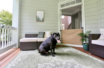 Crafted Gates Oil Waxed Canvas Fabric Retractable Dog Gate Indoor & Outdoor 27.6"–55" Wide x 33" Tall – Premium Designer-Grade Stair Gate for Dogs, Water Resistant, Scratch-Proof – Black