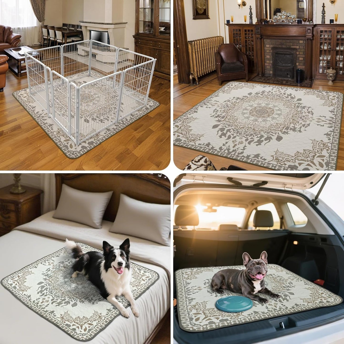 FXW Washable Pee Pads for Dogs, Puppy Pads with Super Absorbent, Specifically Designed for FXW Rollick/Homeplus 24inch 6 Panels Dog Playpen, 39" x 63" Rectangle, Khaki, 1 Pack