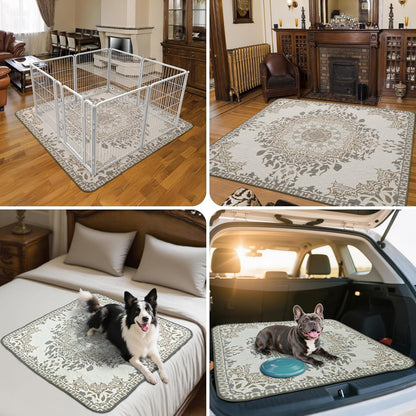 FXW Washable Pee Pads for Dogs, Puppy Pads with Super Absorbent, Specifically Designed for FXW Rollick/Homeplus 24inch 6 Panels Dog Playpen, 39" x 63" Rectangle, Khaki, 1 Pack