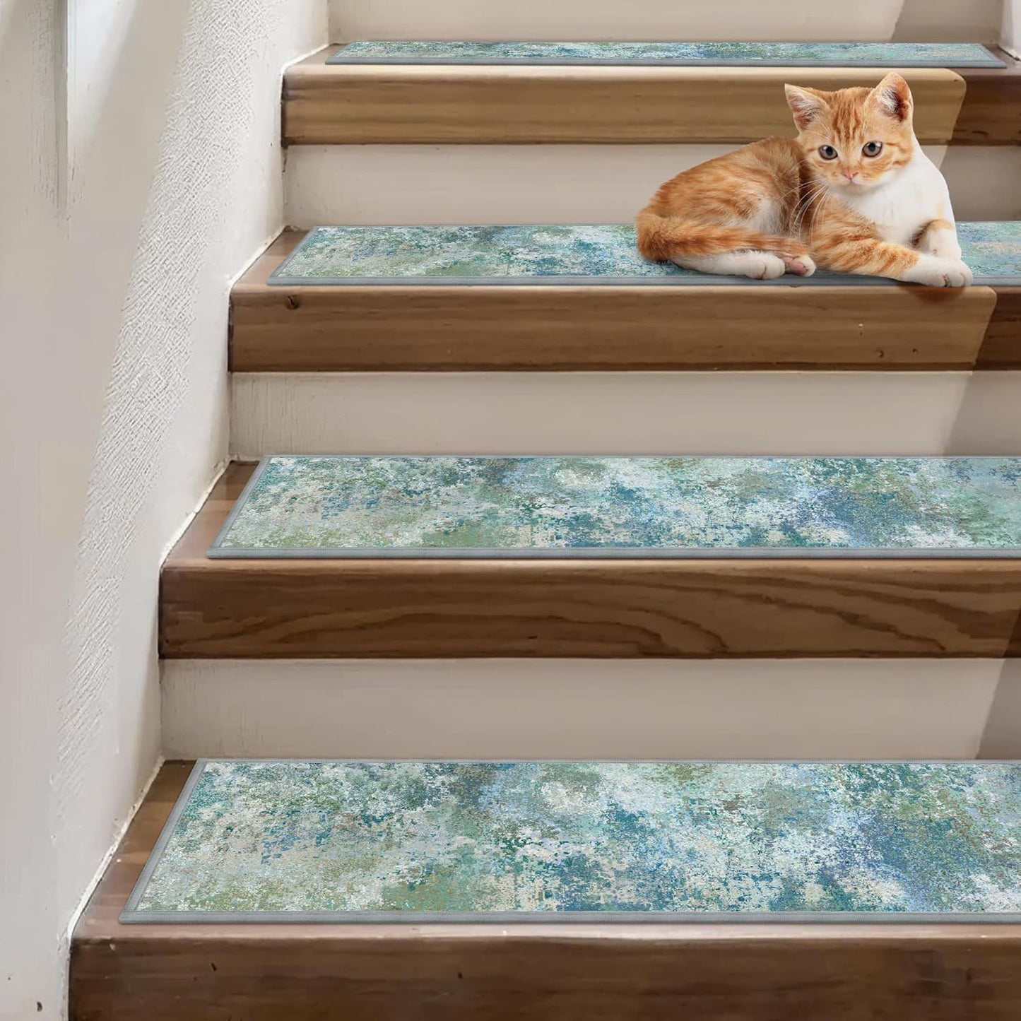 sarben Non Slip Stair Treads for Wooden Steps 15PCS - 8"x30" Indoor Safety Carpet, Edging Mats with TPE Adhesive Backing, Pet and Elderly Friendly Stair Rugs (Taupe) - Colors B