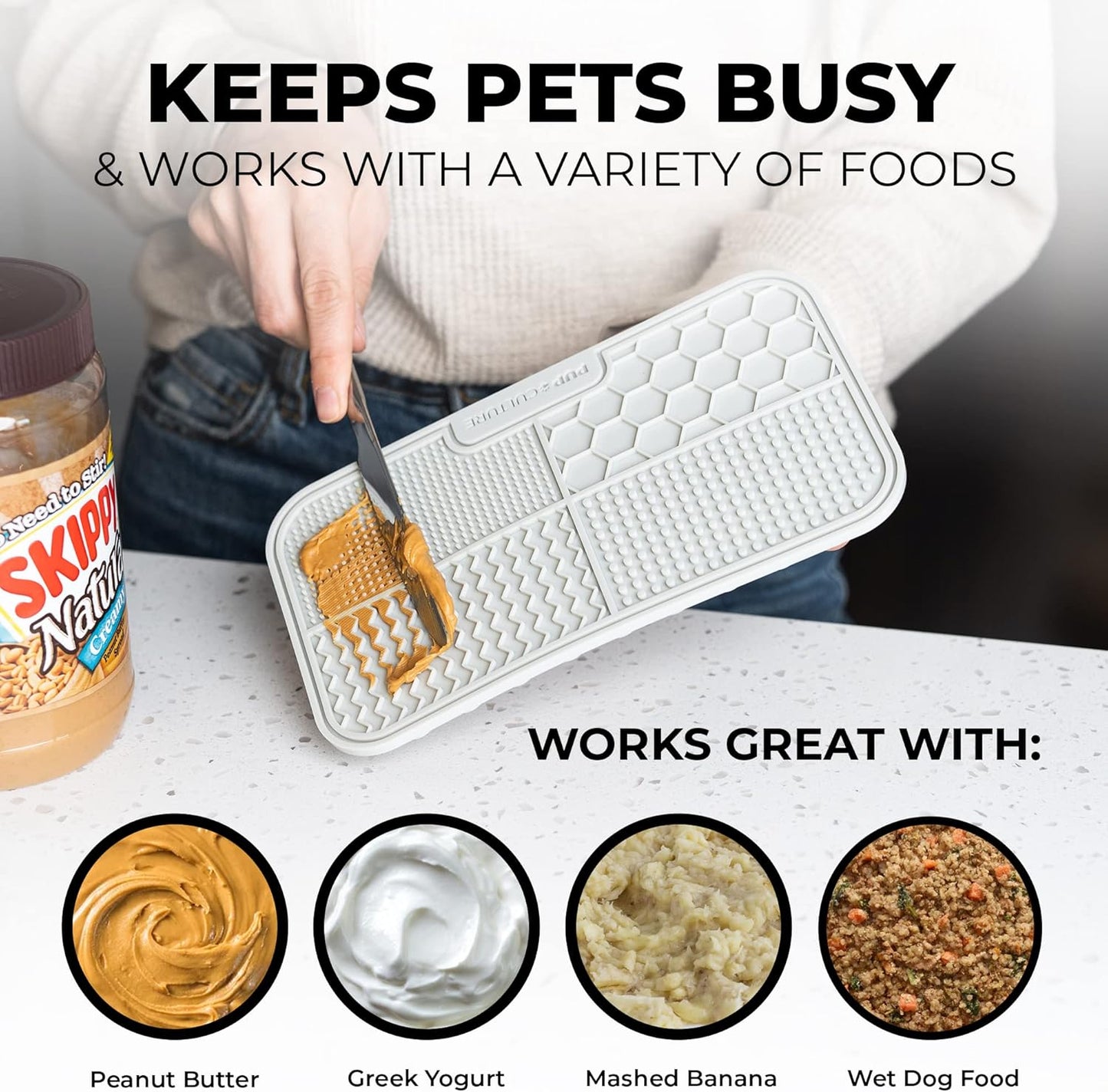 Pup Culture Dog Lick Mat for Dogs, Feeding Pad for Anxious Pets Plus 4 Different Puzzles for Mental Stimulation for Dogs - Supports Mental, Dental, and Digestive Health, Bite Resistant and Heavy Duty