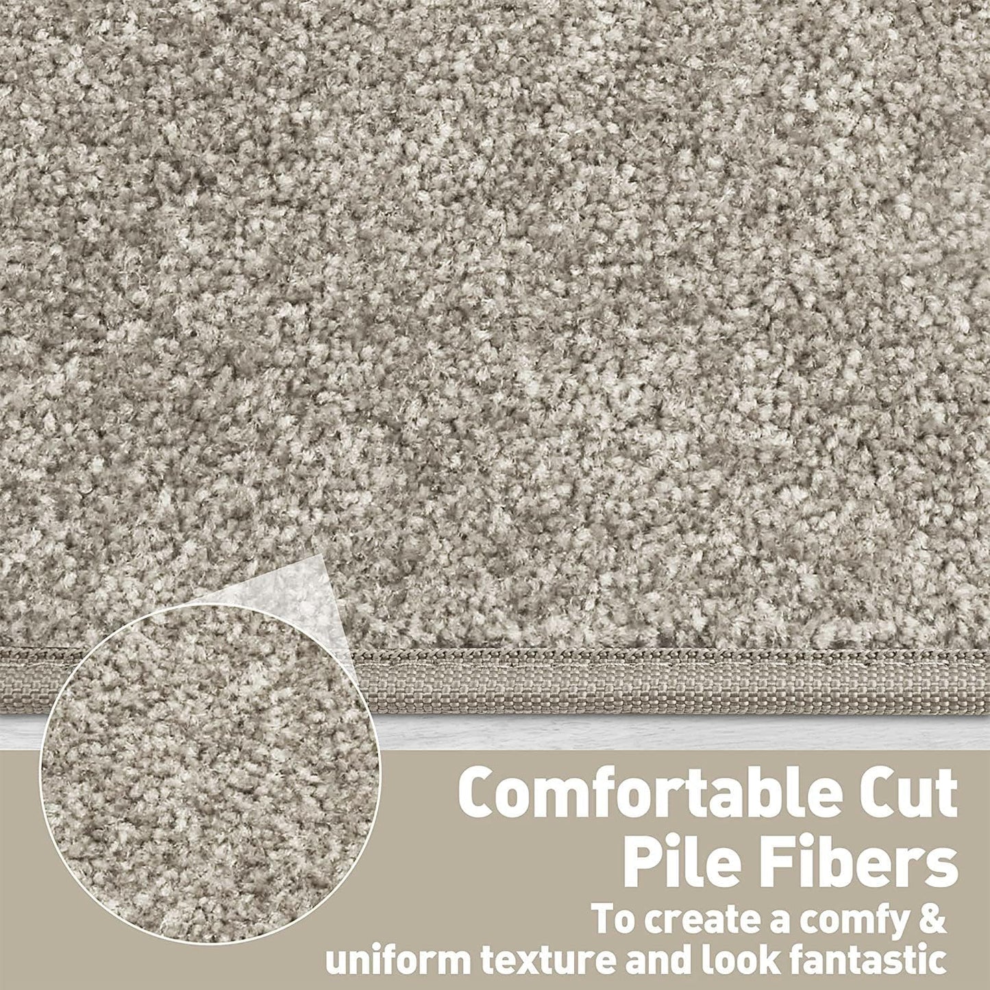 PURE ERA Bullnose Carpet Stair Treads Set Tape Free Non-Slip Indoor Stair Protectors Pet Friendly Rugs Covers Soft Skid Resistant Washable Reusable 9.5" x 30"(14 Pieces,Cream Gray)