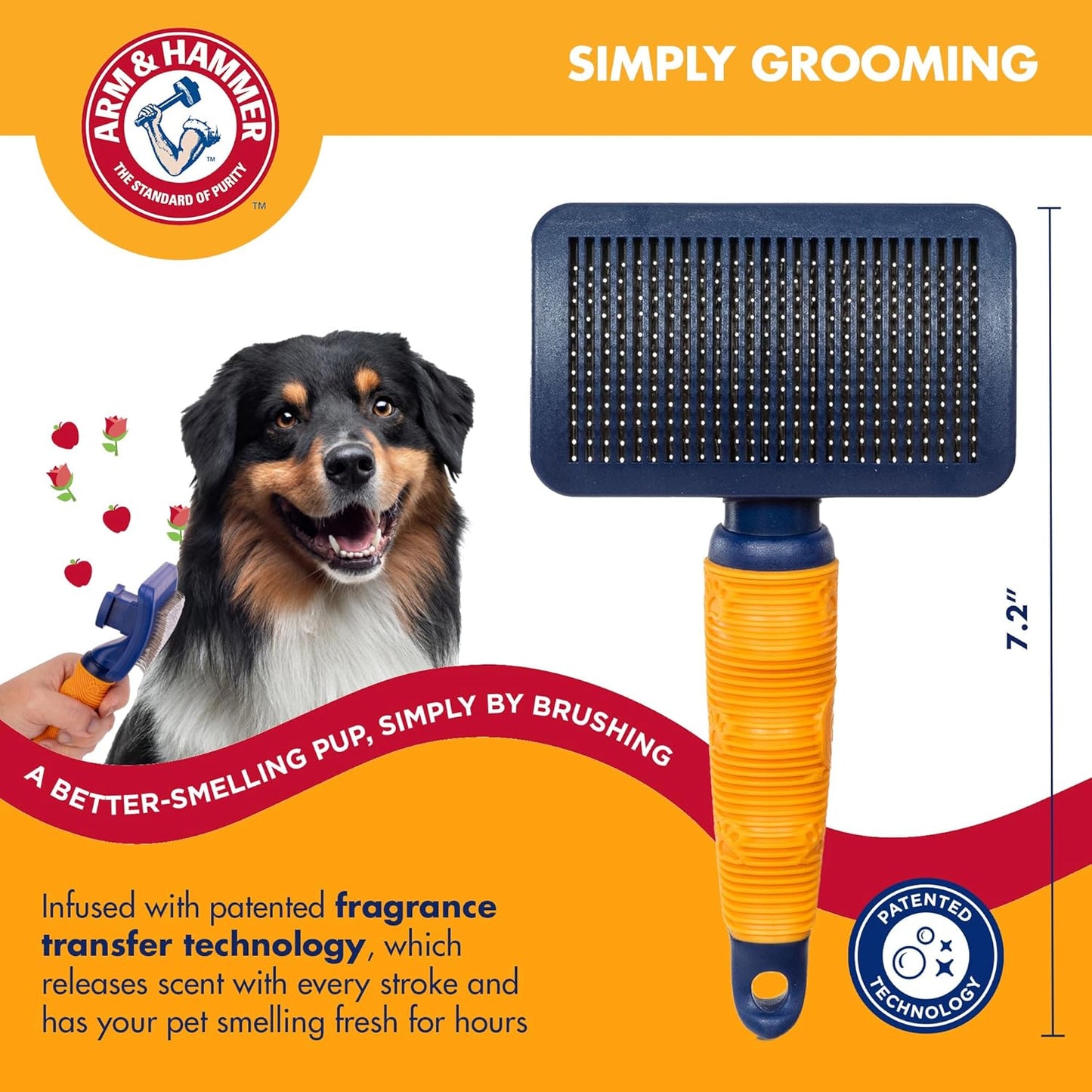 Arm & Hammer Deodorizing Dog Grooming Comb, Fragrance Transfer Technology with Baking Soda, Fine & Standard Teeth for Detangling & Flea Removal, Dematting Tool for Dogs, Sweet Apple & Rose Scent