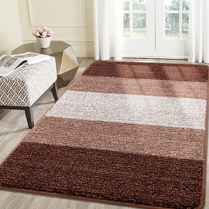 Smiry Dog Door Mat for Muddy Paws, Absorbs Moisture and Dirt, Low-Profile Entryway Mat with Non-Slip Backing, Entry Indoor Outdoor Doormat for Inside Floor (30x20 Inches, Grey, Striped)