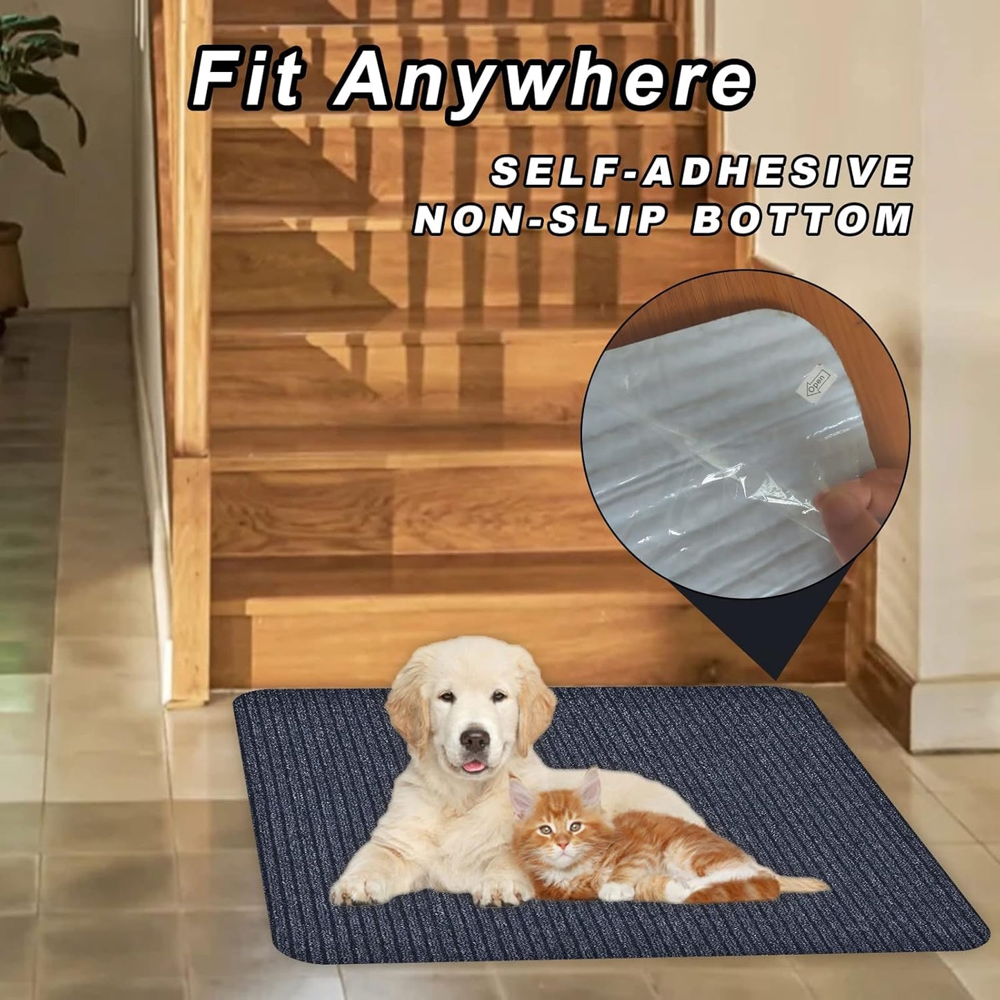Stair Treads for Wooden Steps Carpet, Non-Slip Stair Runner Indoor Outdoor Stair Tread Mats Covers Pads, 19" x 31"Matching Landing Step Runner for Elders, Kids and Dogs (19" x 31", Black)
