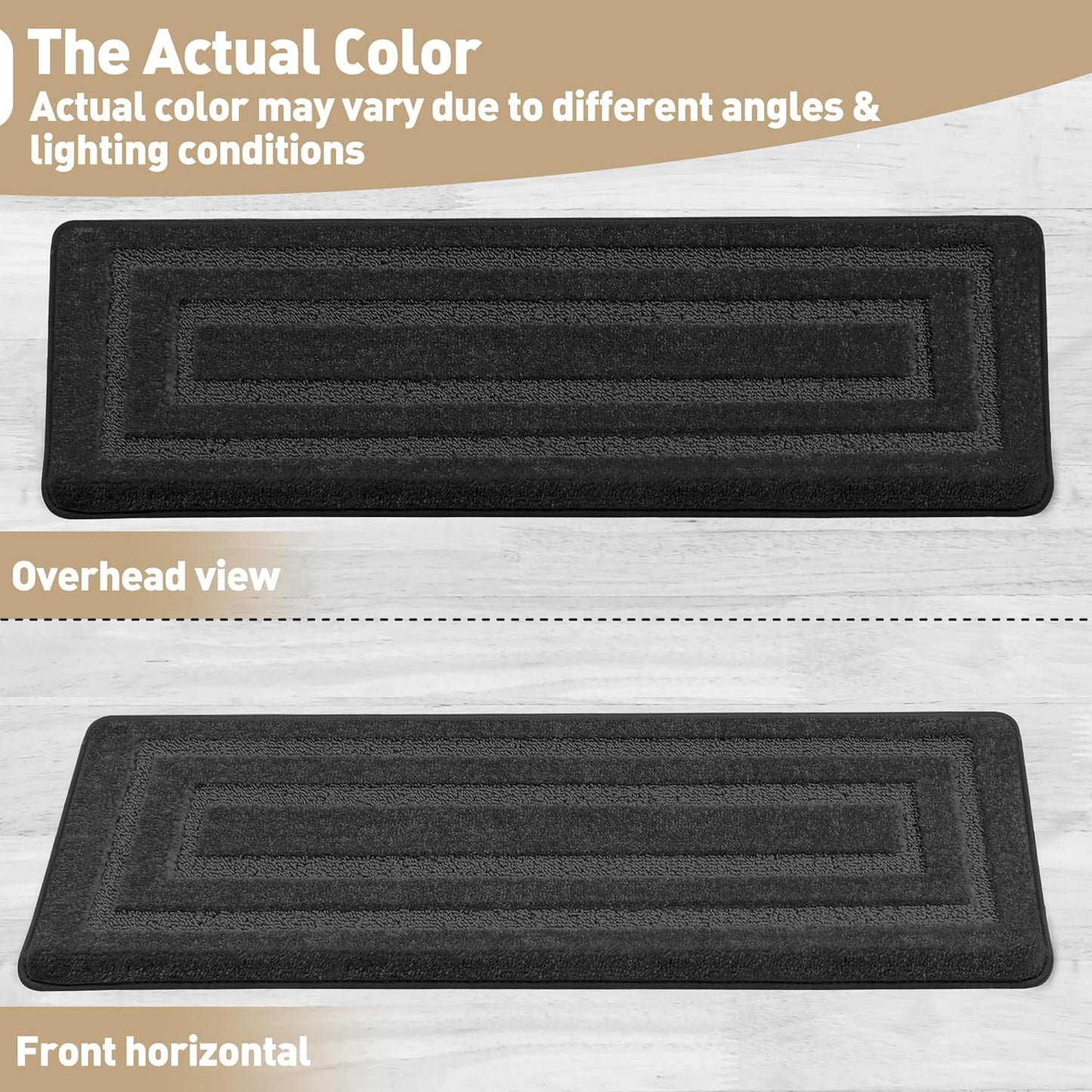 PURE ERA Bullnose Carpet Stair Treads Set Tape Free Non-Slip Indoor Stair Protectors Pet Friendly Rugs Covers Soft Skid Resistant Washable Reusable 9.5" x 30"(14 Pieces,Cream Gray)