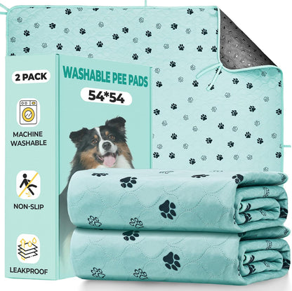 Fostanfly Washable Pee Pads for Dogs, 2 Pack Large 36"x41" Ultra-Absorbent and Leak-Proof Non-Slip Reusable Potty Training Pads for Dogs, Cats, Puppy, Potty Training of Add 8 Lanyards