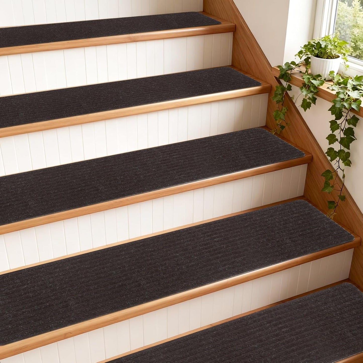 Extra Wide Non Slip Stair Treads for Wooden Steps – 15 Pack 9" x36'' Extra Wide Carpet Runners with Reusable Adhesive, Step Pads for Dogs, Kids, Seniors, Machine Washable – Geige