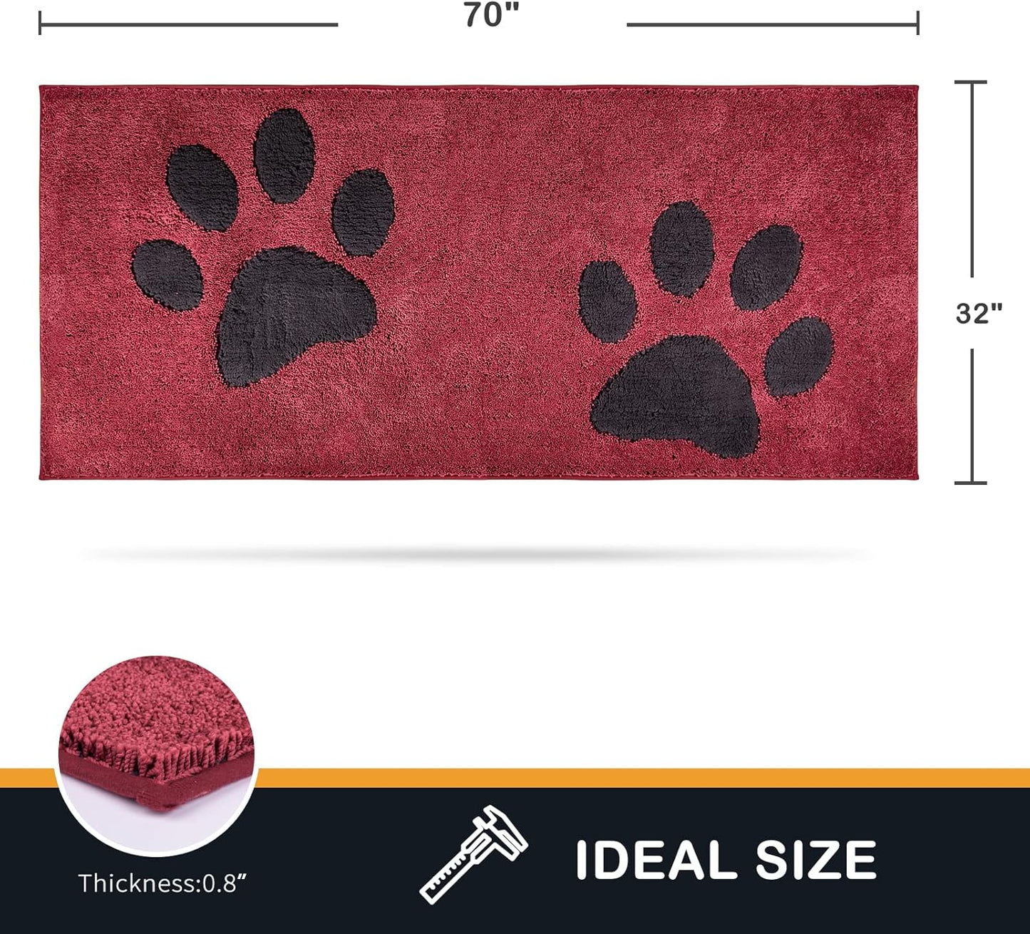 PURRUGS Dirt Trapping Door Mat 20" x 31.5", Non-Skid/Slip Machine Washable Microfiber Entryway Rug, Dog Doormat, Super Absorbent Welcome Mat for Muddy Wet Shoes and Paws, Grey