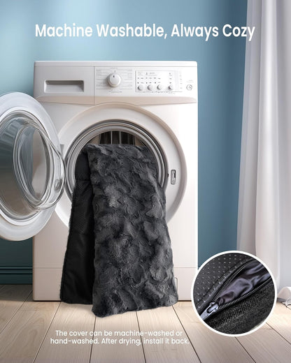 Calming Large Dog Bed for Couch, 41 x 37 inch Removable Couch Cover for Dogs Washable, Non-Slip Fluffy Plush Dog Sofa Mat for Furniture Protector - Grey