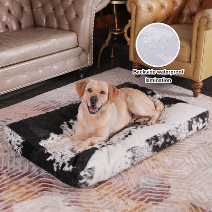 Bedfolks Waterproof Dog Crate Bed, Plush With Removable Washable Cover, Faux Fur Crate Pad for Medium Dogs, Fluffy Kennel 29"x21", Dark Grey