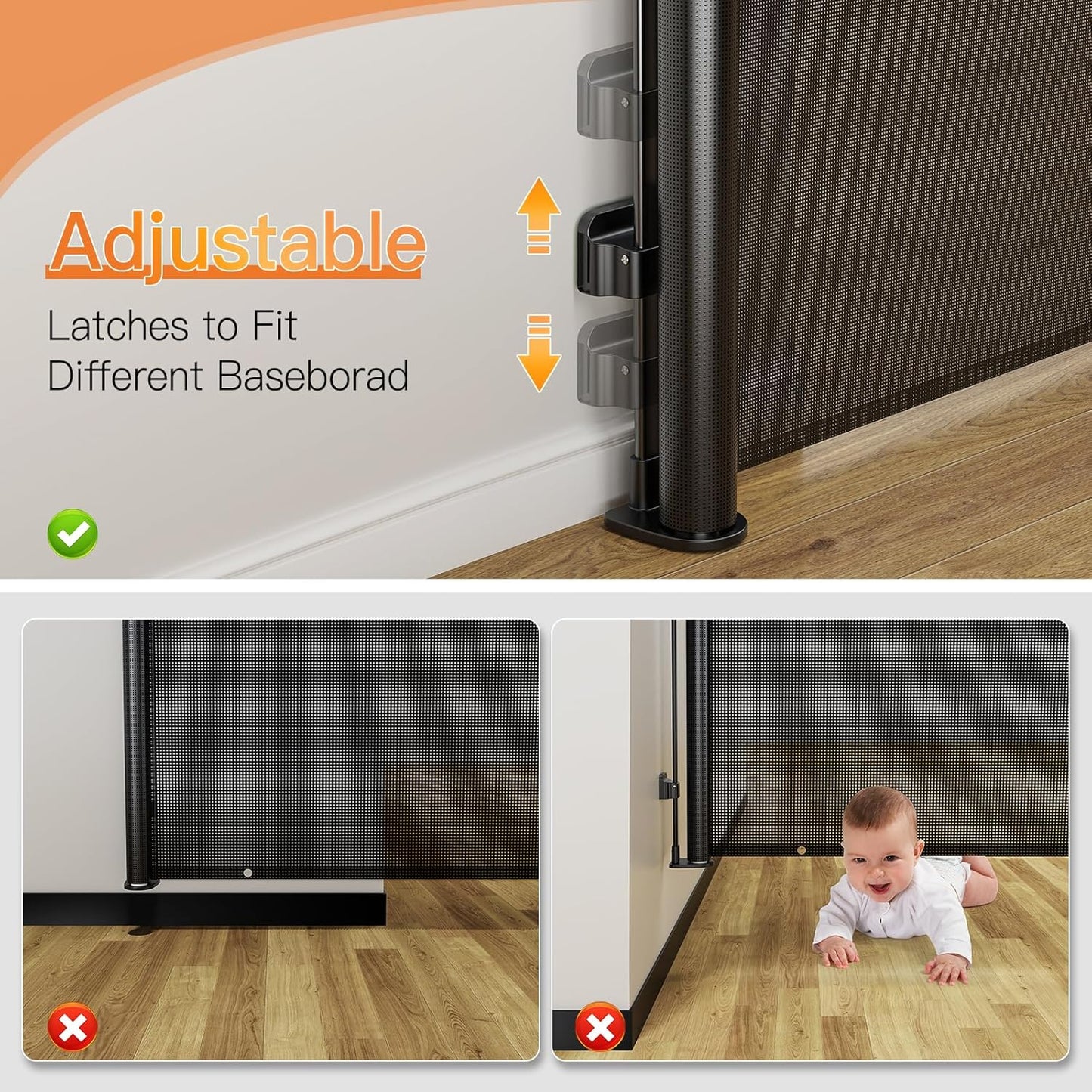 Uamector 138-Inch Extra Wide Retractable Baby Gate & Dog Gate, Reinforced Mesh Safety Gate Adjustable for Large Openings - Stairs, Doorways, Hallways - Indoor/Outdoor Use