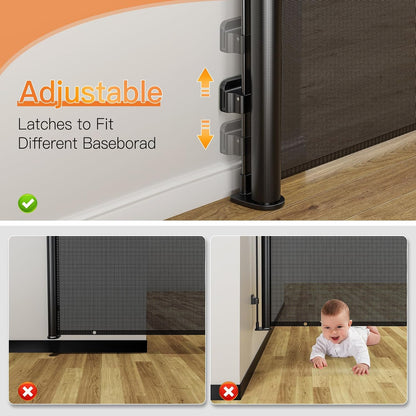 Uamector 138-Inch Extra Wide Retractable Baby Gate & Dog Gate, Reinforced Mesh Safety Gate Adjustable for Large Openings - Stairs, Doorways, Hallways - Indoor/Outdoor Use