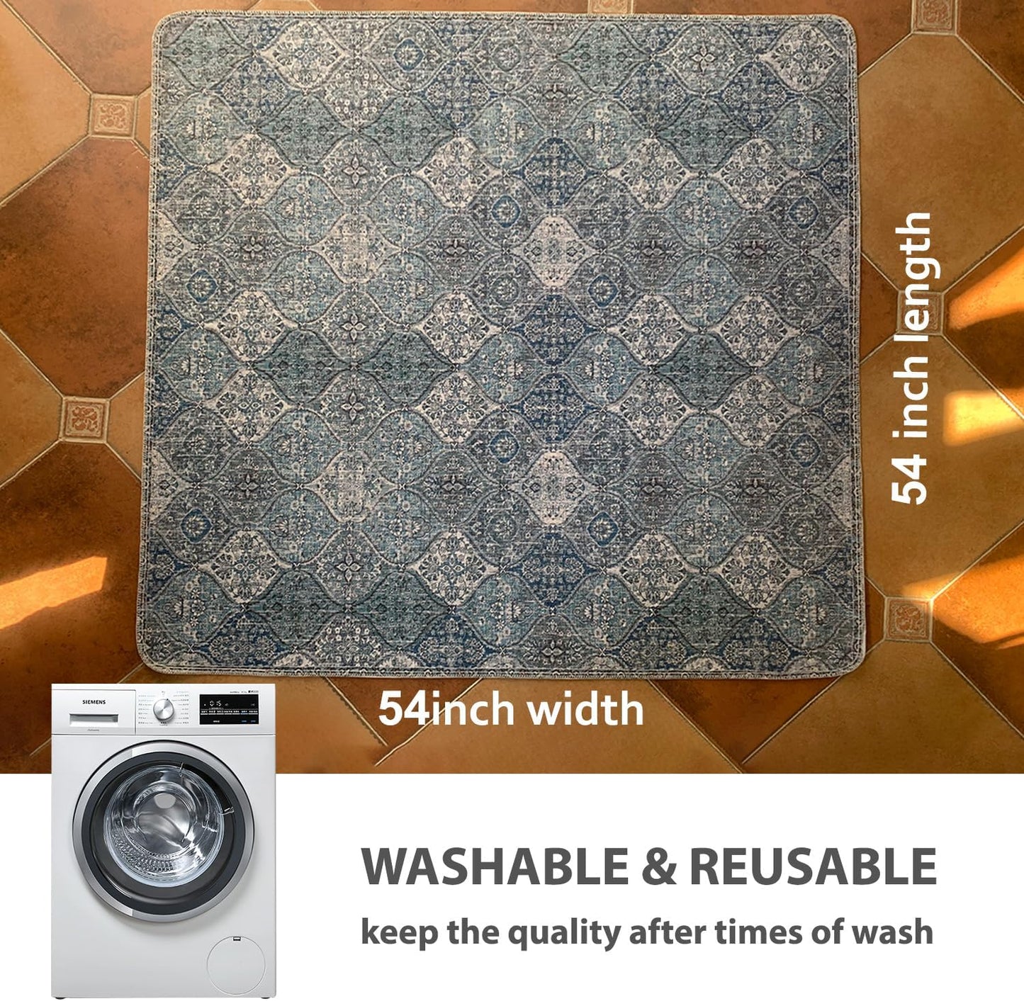 nunubaby Washable Pee Pads for Dogs, Stylish, Non-Slip and Leak-Proof Pee Pads. Reusable Potty Pads for Dogs for Crates and Floors.(Beige/Multi, 24" x48" )
